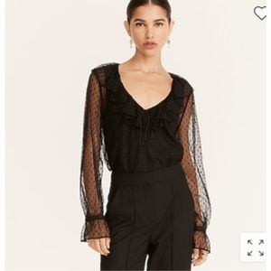 JCrew Ruffleneck clipdot blouse NWT
